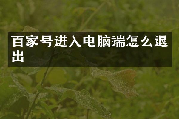 百家号进入电脑端怎么退出
