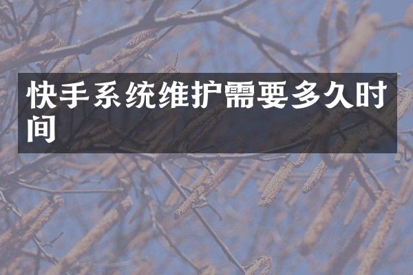 快手系统维护需要多久时间