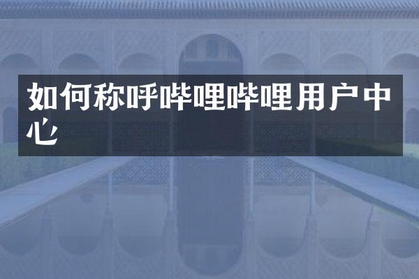 如何称呼哔哩哔哩用户中心