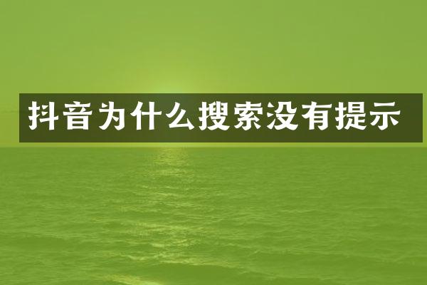 抖音为什么搜索没有提示
