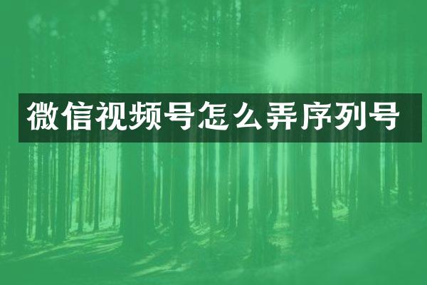微信视频号怎么弄序列号