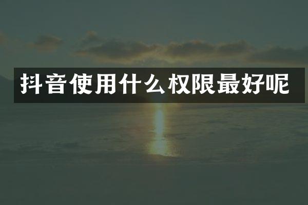 抖音使用什么权限最好呢