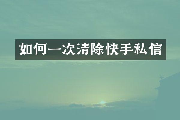 如何一次清除快手私信