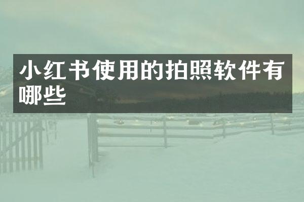 小红书使用的拍照软件有哪些