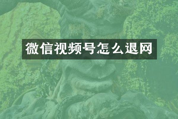 微信视频号怎么退网