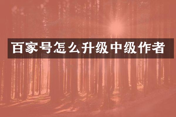 百家号怎么升级中级作者