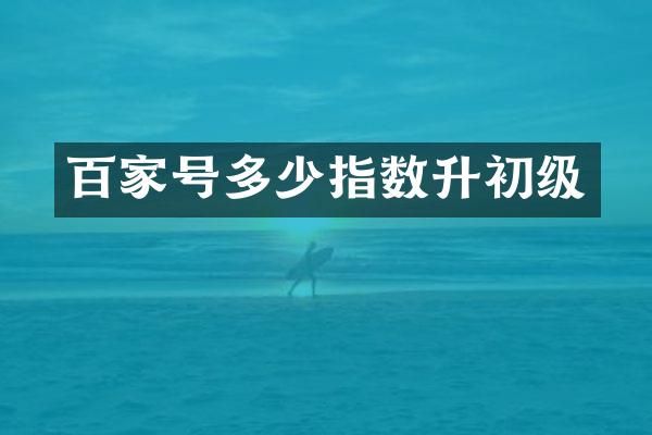 百家号多少指数升初级