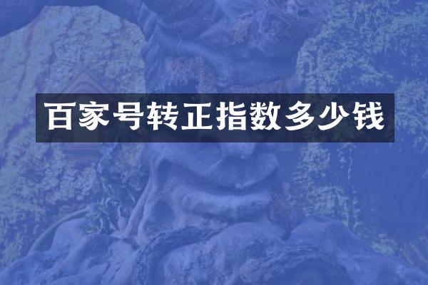 百家号转正指数多少钱