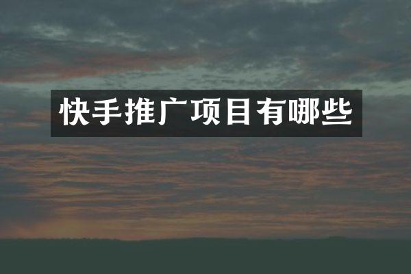 快手推广项目有哪些