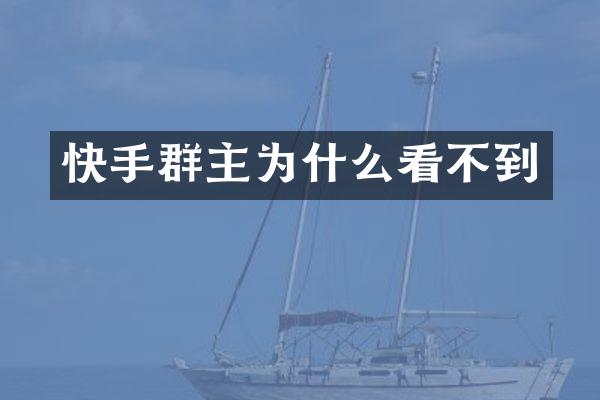 快手群主为什么看不到