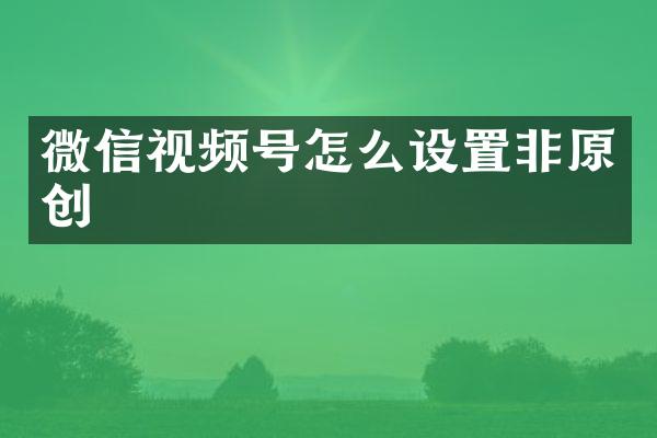 微信视频号怎么设置非原创