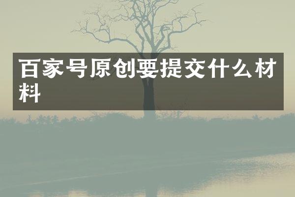 百家号原创要提交什么材料