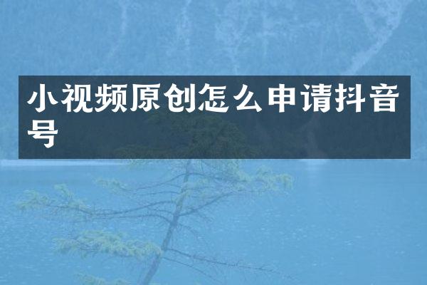 小视频原创怎么申请抖音号