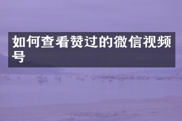 如何查看赞过的微信视频号