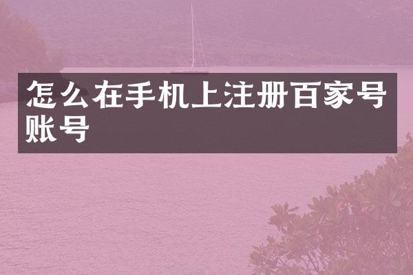 怎么在手机上注册百家号账号