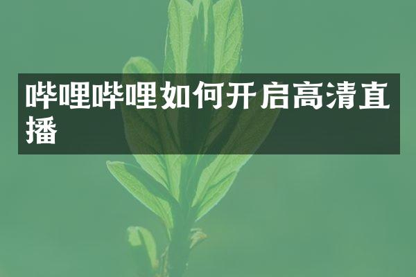 哔哩哔哩如何开启高清直播
