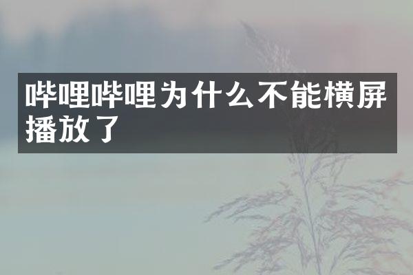 哔哩哔哩为什么不能横屏播放了