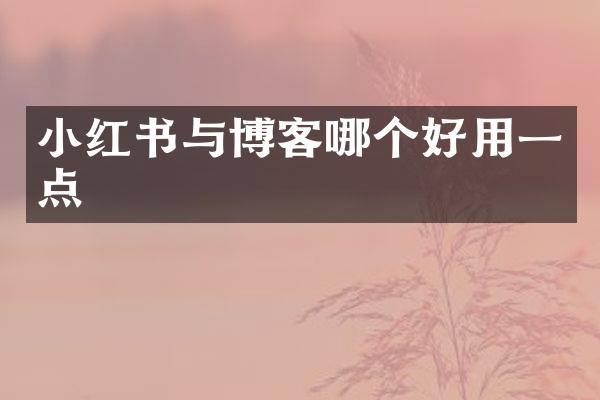 小红书与博客哪个好用一点