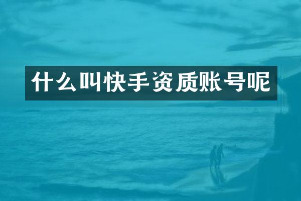 什么叫快手资质账号呢