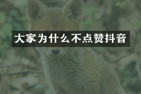大家为什么不点赞抖音