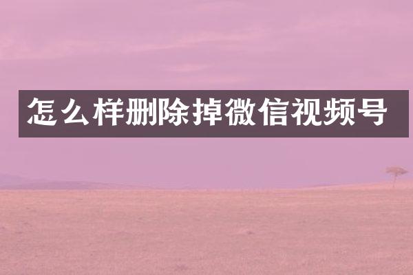 怎么样删除掉微信视频号