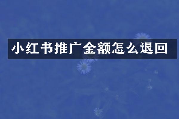 小红书推广金额怎么退回