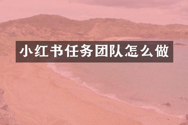小红书任务团队怎么做