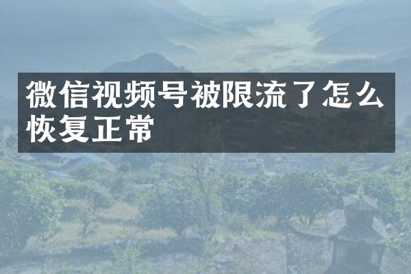 微信视频号被限流了怎么恢复正常