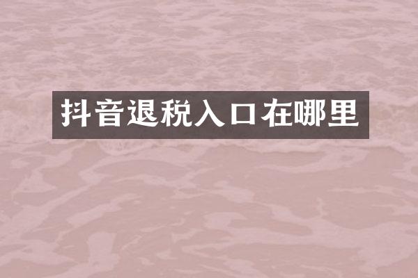 抖音退税入口在哪里