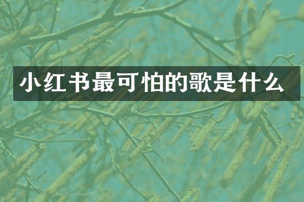 小红书最可怕的歌是什么
