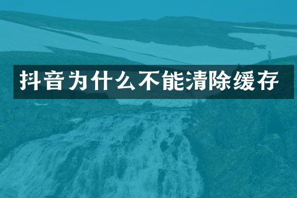 抖音为什么不能清除缓存
