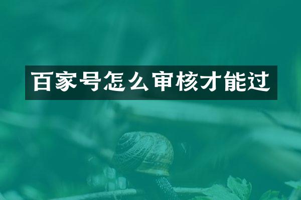 百家号怎么审核才能过