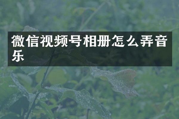 微信视频号相册怎么弄音乐