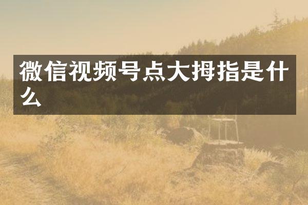 微信视频号点大拇指是什么