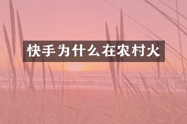 快手为什么在农村火