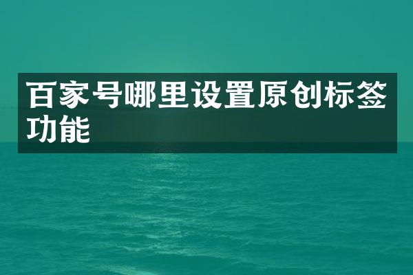 百家号哪里设置原创标签功能
