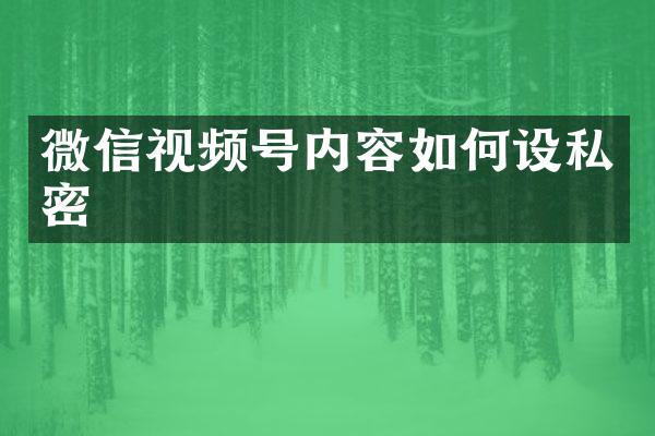 微信视频号内容如何设私密