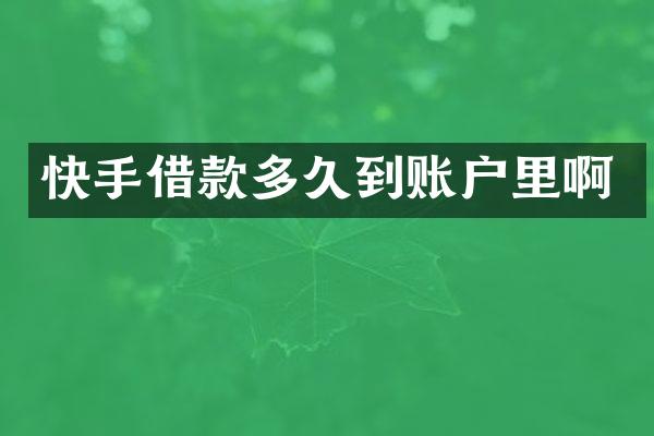 快手借款多久到账户里啊