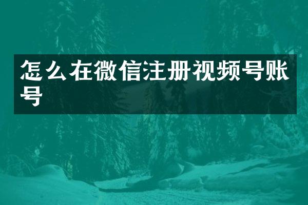 怎么在微信注册视频号账号