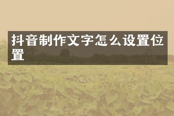 抖音制作文字怎么设置位置