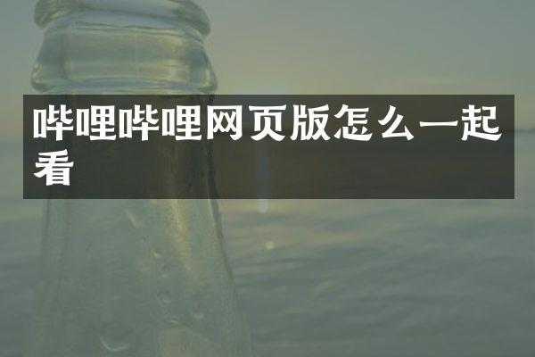 哔哩哔哩网页版怎么一起看