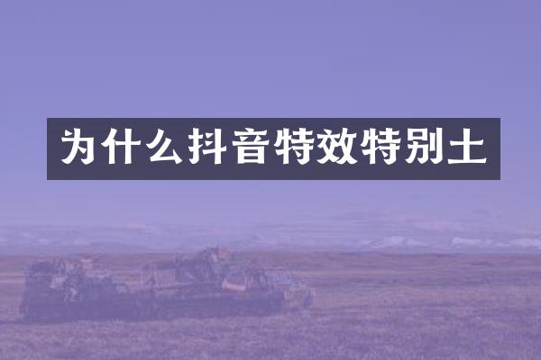 为什么抖音特效特别土