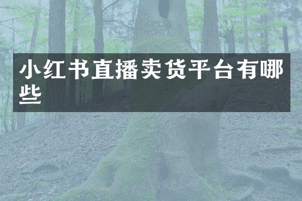 小红书直播卖货平台有哪些