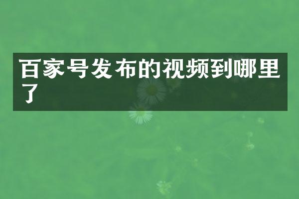 百家号发布的视频到哪里了