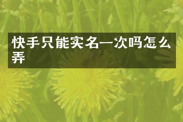 快手只能实名一次吗怎么弄