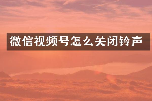 微信视频号怎么关闭铃声