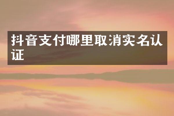 抖音支付哪里取消实名认证