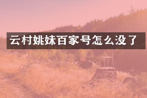 云村姚妹百家号怎么没了