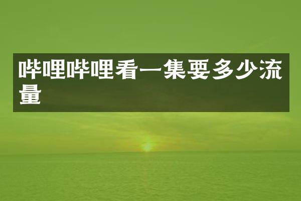 哔哩哔哩看一集要多少流量