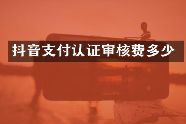 抖音支付认证审核费多少